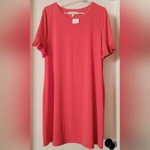 Michael Kors Red Orange Ruffled Sheath Dress